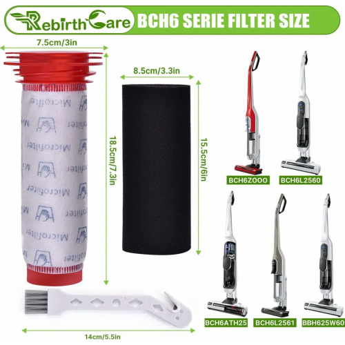 2 φίλτρα για ηλεκτρική σκούπα Bosch Athlet 25.2v, φίλτρα για Bosch Athlet Zoo'o 1