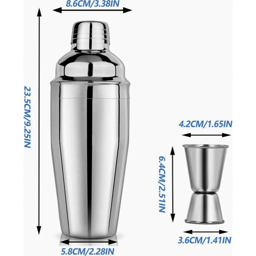 Σετ κοκτέιλ 25 oz / 750 ml, Ανοξείδωτο σέικερ κοκτέιλ με ενσωματωμένο 1