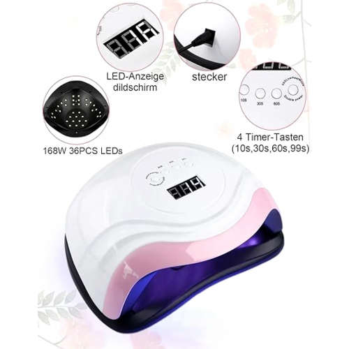Λάμπα στεγνωτήρα νυχιών 168W, λάμπα UV LED 36 λαμπτήρων για νύχια κ 2
