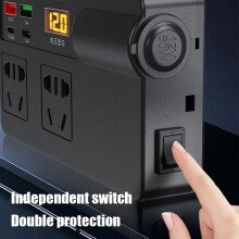 Inversor de Carro 12V/24V 200W  para AC 220V com Interruptor Conversor QC 3.0 USB/PD/Carregadores Tipo C Dispositivo de Detecção de Tensão B