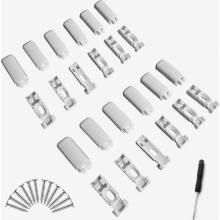 12 Pack White Pleated Blind Replacement Clamp Brackets, Tension Shoes for Tensioned Pleated Blinds, Adhesive Front Plates and Glue Mounts