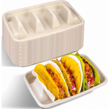50 contenitori monouso per tacos per feste, piatti di carta per tacos di alta qualità con divisori, set da portata per tacos per una festa, supporto