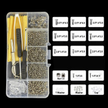 Lot de 500 pièces, Kit de réparation pour lunettes et solaires, avec vis, plaquettes de nez, tournevis et écrous
