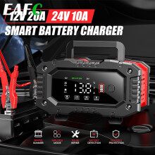 Chargeur de batterie intelligent, 12V 20A / 24V 10A, 7 étapes de charge automatique pour voiture, moto et camion