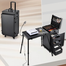 Table de Manucure Mobile, Chariot de Maquillage Pliable Ă 5 Tiroirs avec Roulettes