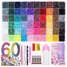 60 Colors Bedazzling Kit 3mm Resin Jelly Rhinestones for Nails Art Crafting Book Makeup DIY Crafts