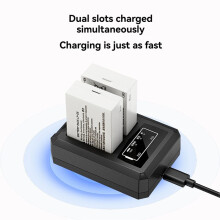 Cargador de Batería LP-E8 de Doble Ranura con Puerto USB Tipo C para Baterías de Iones de Litio para 600D 700D 650D