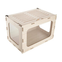 Jaula de Madera para Hámster 60,5x40,5x40,5 cm-Duoku-Espacio de 0,24 m², Hábitat para Roedores con Vista Panorámica de 270