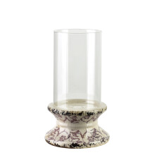 Kandelaar Glas Keramiek MONDEX EVAM 14.5x14.5x24 bordeaux 1stuk