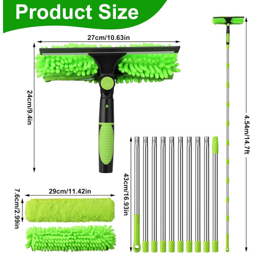 4.5M Telescopic Extendable Window Cleaner Equipment Glass Cleaning Squeegee 1