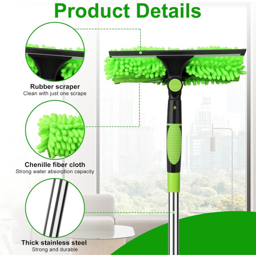 4.5M Telescopic Extendable Window Cleaner Equipment Glass Cleaning Squeegee 2