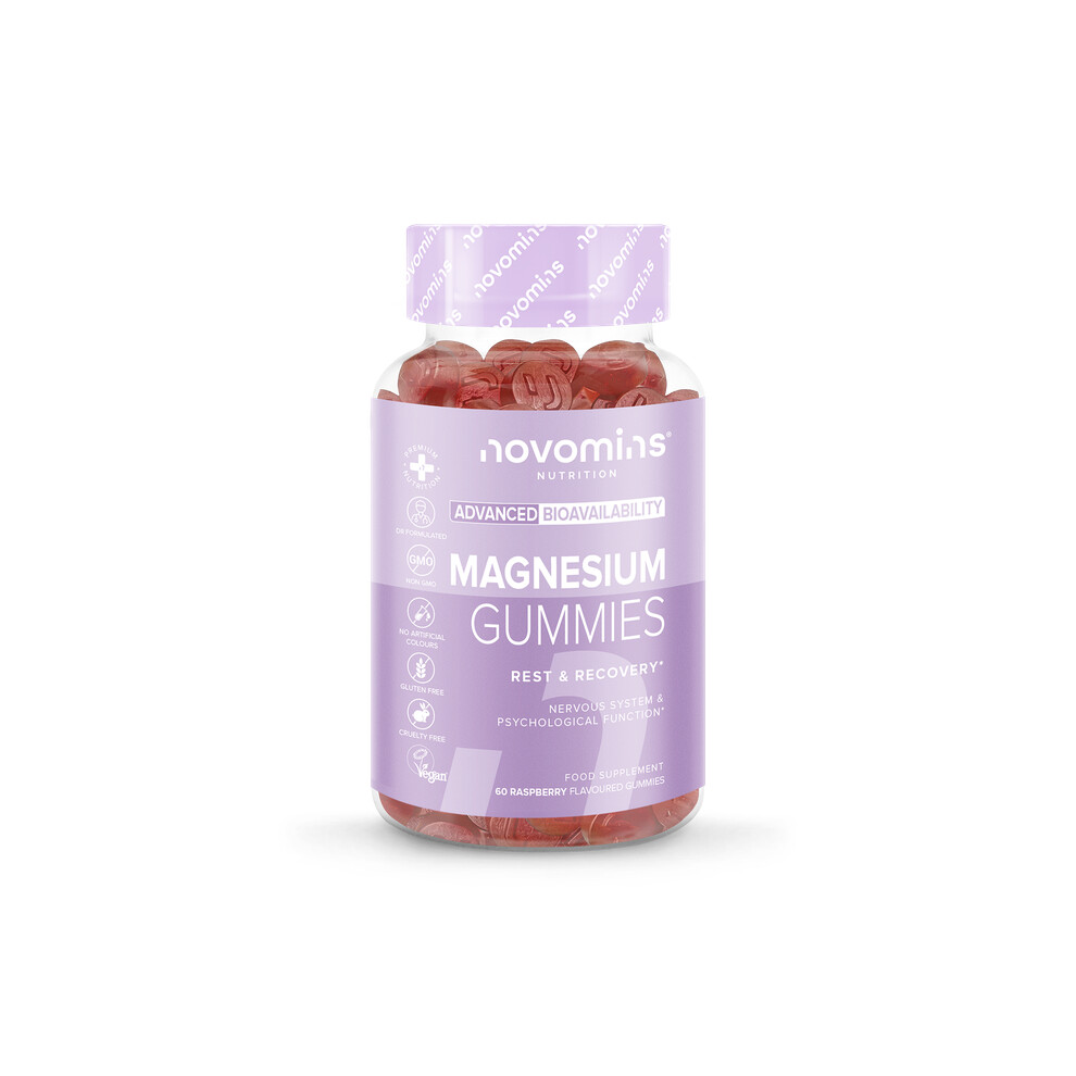 Novomins Magnesium Gummies for Adults 60 Vegan Raspberry – Brand New - Image 3