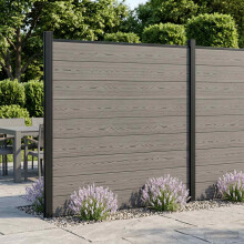 vidaXL zaunset 526 x 186 cm WPC und Aluminium Grau