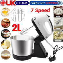 7 Speed Electric Stand Mixer Handheld Whisk Food Dough Blender Egg Cake Beater
