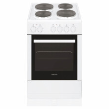 electriQ 50cm Electric Cooker with Single Oven and Solid Hotplate in White
