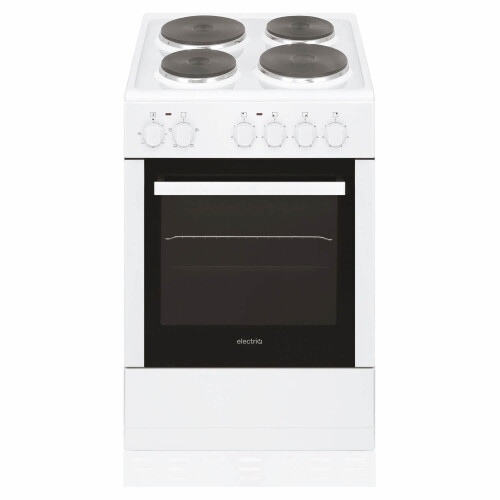 electriQ 50cm Electric Cooker with Single Oven and Solid Hotplate in White