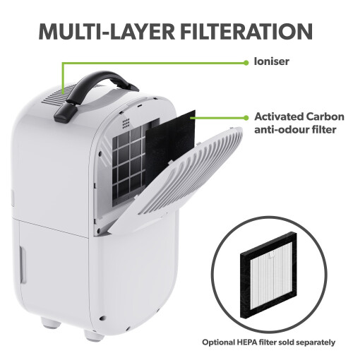 electriQ 5 L Aqua-Dry Compact Compressor Dehumidifier – Quiet, Digital Controls 2