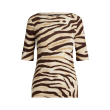 (8 UK, Cream/Brown) Ralph Lauren Womens/Ladies Judy Zebra Print Boat Neck T-Shirt