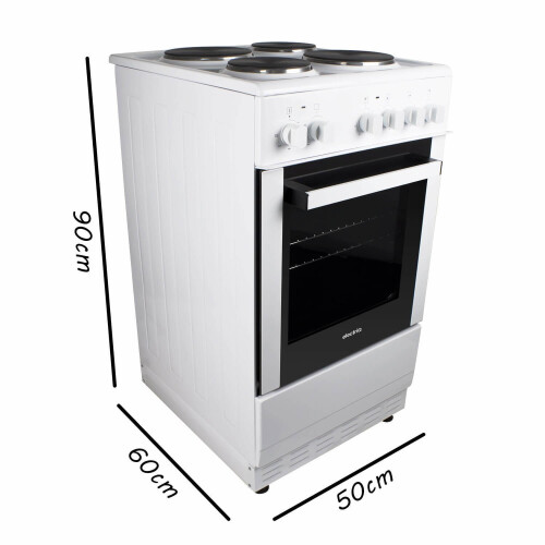 electriQ 50cm Electric Cooker with Single Oven and Solid Hotplate in White 1