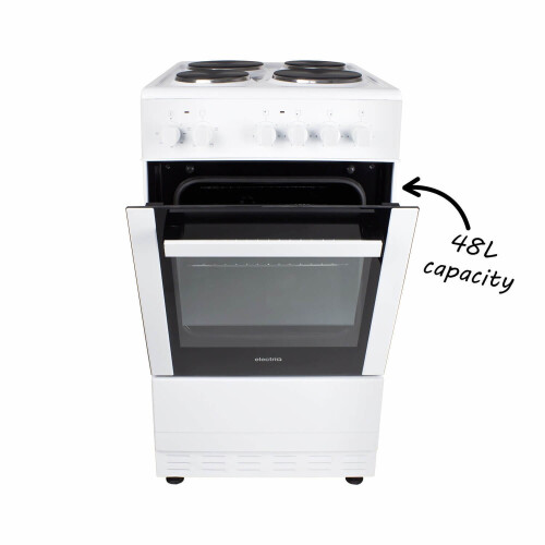 electriQ 50cm Electric Cooker with Single Oven and Solid Hotplate in White 2