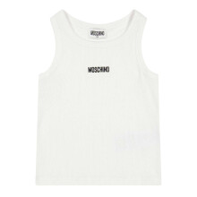 (12 Years, White) Moschino Girls Logo Ribbed Short-Sleeved Crop Top