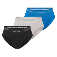 (M, Black/Grey/Blue) Calvin Klein Mens Cotton Blend Briefs (Pack of 3)