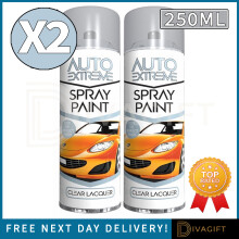 2 x CLEAR LACQUER AEROSOL SPRAY PAINT 250ML FOR AUTO CAR VAN BIKE RESTORE METAL
