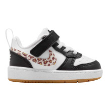 (7.5 UK Child Standard, Black/Leopard) Nike Toddler Court Borough Flat Shoes