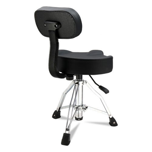 Adjustable Height Hydraulic Drum Stool Seat Saddle Drum Throne w/ Backrest Black 2