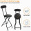 FOLDING BAR STOOL HIGH BACK BLACK PADDED BREAKFAST BAR STOOL ROUND FOLDABLE NEW 9