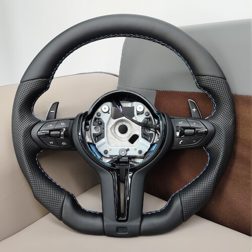 COIKA Volant M Sport pour BMW E90, Chrome Noir, Cuir Perforé 2