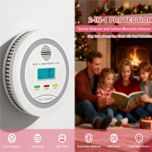 Détecteur de Fumée et de Monoxyde de Carbone 2 en 1 avec Écran LCD, Double Capteur Haute Sensibilité pour la Cuisine, Alarme de 85 DB
