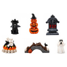 Halloween VillageDecor Set, 6PCS Resin Halloween Figurines Spooky Cute Tiered Tray Decor for Shelf, Mantel & Tabletop