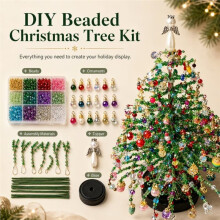 Kit para Hacer Árboles de Navidad con Cuentas, Decoración de Escritorio con Árbol de Navidad de Cuentas de Cristal, Suministros para Manualidades