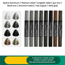 DMM-40-DMM-47 Dual Tip Metallic Finish Paint Pen Water Based for 3D Realistic Model Detailing Hobby Paint