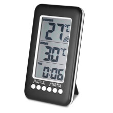 Termômetro Digital com Função de Relógio, Termômetro Eletrônico Sem Fio LCD para Ambientes Internos e Externos, Estação Meteorológica