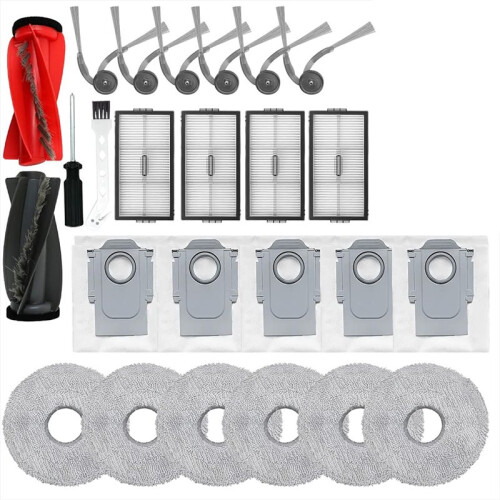 25 Pack Replacement Accessories for  Saros 20 Sonic Robot Vacuum Main Side Brush Hepa Filter