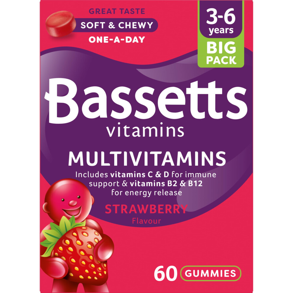 Bassetts Multivitamins For Kids 3-6 Years Strawberry 60 Gummies *BBE 10/25* #E - Image 4
