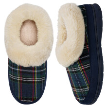 Slippers Women Knitted Slippers Ladies Memory Foam Slippers Winter Warm Closed-back Home Slippers(Christmas Green,5/6 UK)