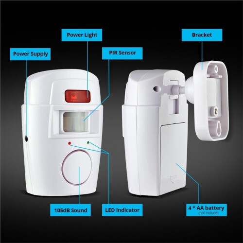Wireless Motion Sensor Alarm Security Detector PIR Indoor Outdoor Alert System Home Security with 2 Remote Controller 1