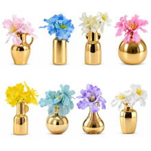8Pcs Ceramic Vase Magnets with Artificial Flowers, Embedded Strong Magnets for Secure Hold Fridge, Lockers, Offices.