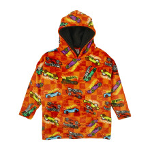 Hoodie For Kids | Boys Oversized Hoodie Soft Fleece Blanket | Sherpa Hood Lining | Car Gift For Boys | One Size Fits All Age 4-10 Years Orange