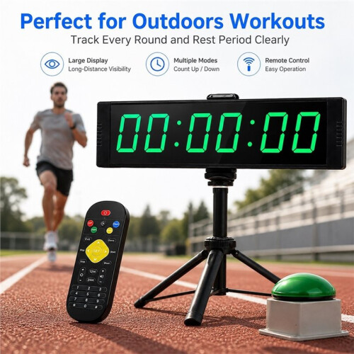 1Set Gym Timer Clock for Home Gym,Fitness Timer with Stopwatch Button,Large Digital Stopwatch Clock,with Stand US Plug 1