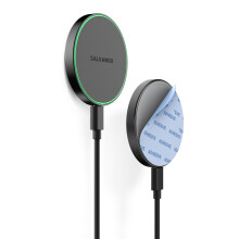 Stick-On Magnetic Wireless Charger, Compatible with MagSafe (15W) iPhone Fast Charging, Low-Profile Pad for Wall, Home Office, Magnet Car Mount with