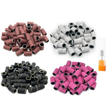 200 Pcs Nail Sanding Bands, 80#120#180#240# Grit 4 Colors Nail Art Sanding Bands with 1 Pcs 3/32 Inch Nail Drill Bit for Manicures and Pedicures Care