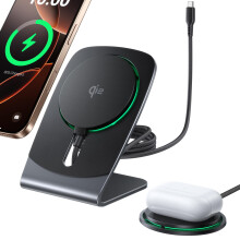 Magnetic Wireless Charger Stand, Qi2 Certified 15W Mag-Safe Wireless Charging Pad with Cooling Fan, Fast Charging Pad for iPhone 17 16 15 14 13 12