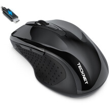 Bluetooth Mouse Jiggler, Rechargeable Wireless Mouse (BT 5.0/3.0+2.4G) with Build-in Jiggler Mover Keeps Computer Awake, 4800 DPI Silent Ergonomic 6
