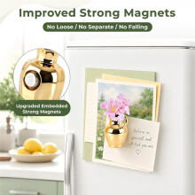 8Pcs Ceramic Vase Magnets with Artificial Flowers, Embedded Strong Magnets for Secure Hold Fridge, Lockers, Offices.