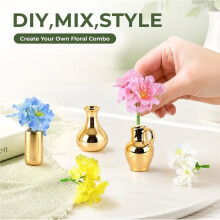 8Pcs Ceramic Vase Magnets with Artificial Flowers, Embedded Strong Magnets for Secure Hold Fridge, Lockers, Offices.