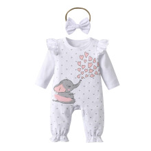 Newborn Baby Girl Romper Elephant pattern Long Sleeve Onesie Jumpsuit 6-9 Months